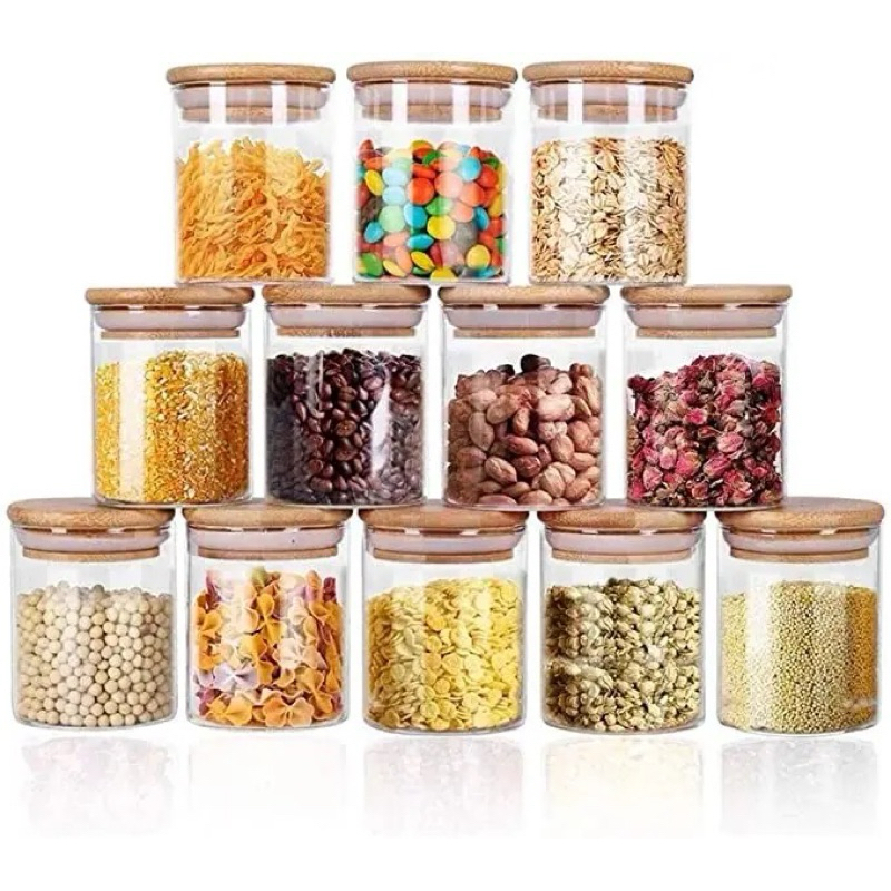 กระจกใส JAR SPICE JAR AESTETIC GLASS LID SNACK JAR BOROSILICATE GLASS JAR PREMIUM SNACK JAR