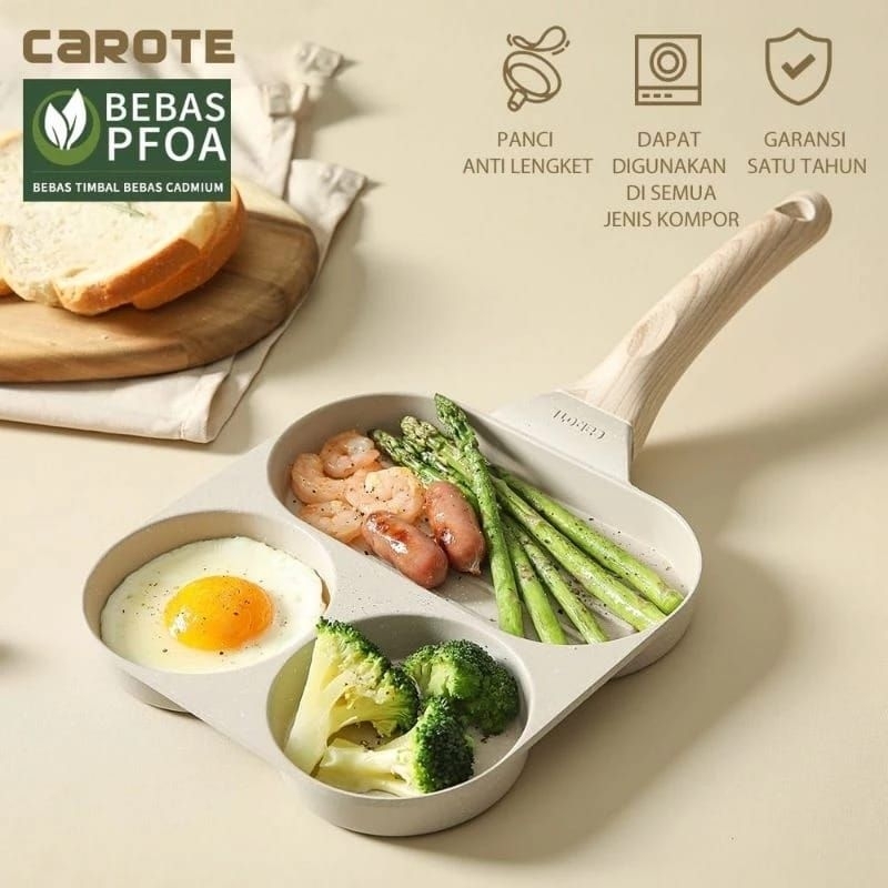 Carote Cozy Egg กระทะทอด 3 หลุม (C03015) ไข่ไม่ติด / แพนเค้ก / กระทะ Martabak Original Carote