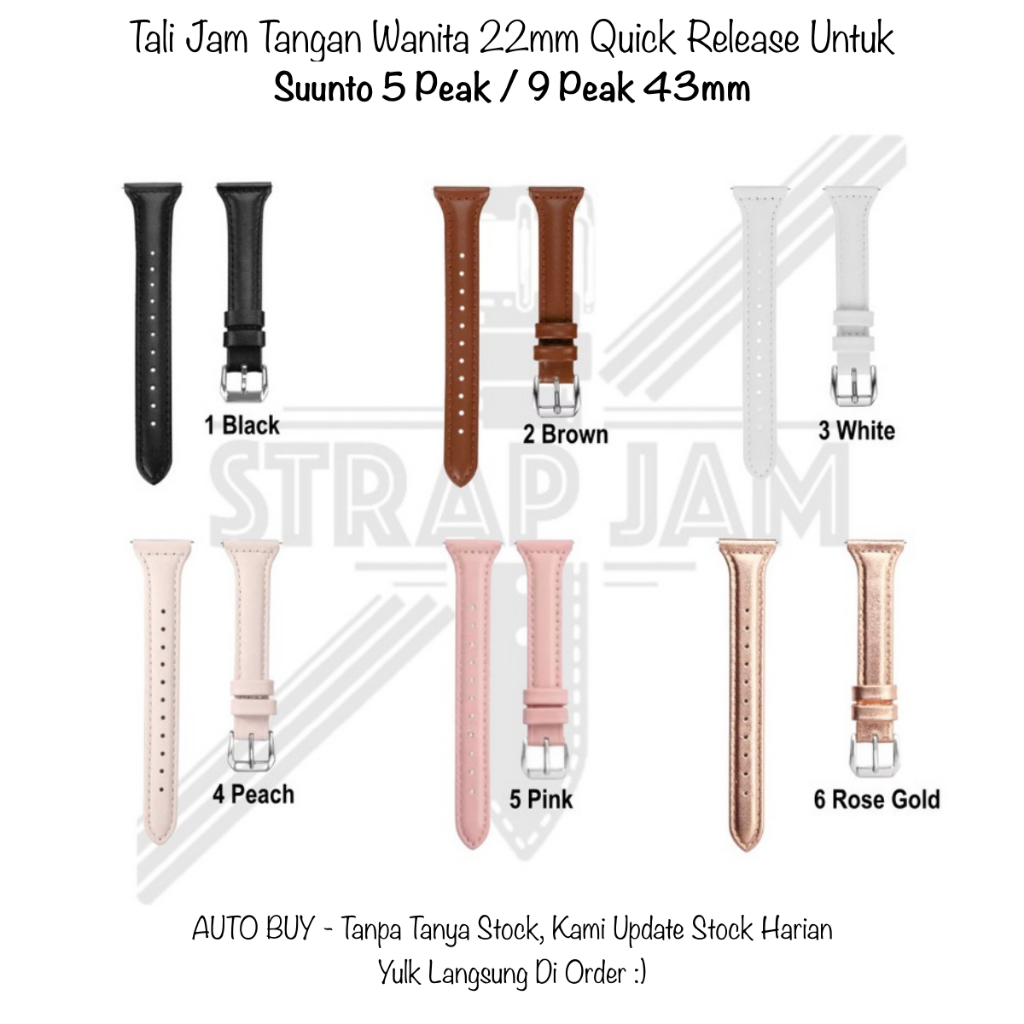 SLW 22mm Strap Suunto 5 Peak / 9 Peak 43mm - สายนาฬิกาผู้หญิงหนังระดับพรีเมียม