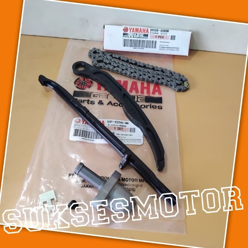 PACKAGE 3 ITEMS โซ่ไทม์มิ่ง เจาะ ลิ้นตึง 54p สําหรับ yamaha mio j fino f1 x-ride f soul gt motors