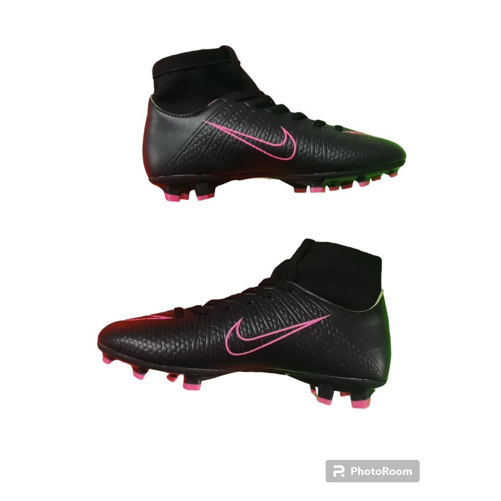 Hitam รองเท้าฟุตบอลสีชมพูสีดํา mercurial X ใหม่ล่าสุด nampol