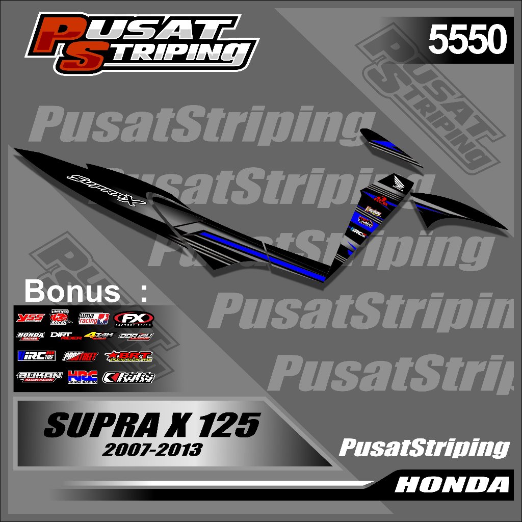5550 Semi-full Striping สําหรับรถจักรยานยนต์ SUPRA X 125 (2007-2013) - ล่าสุด Racing Design Variatio