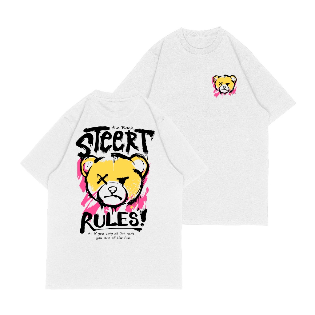 เสื้อยืด Kaos Oversize Street Rules Bear Size M-XXL (ชายและหญิง)