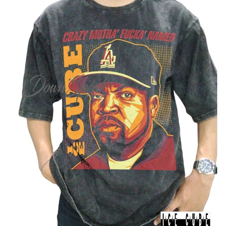 Ice Cube Rapper Vintage Wash 90s เสื้อยืด/Rapper Legend Ice Cube Music เสื้อยืด Unisex Oversize