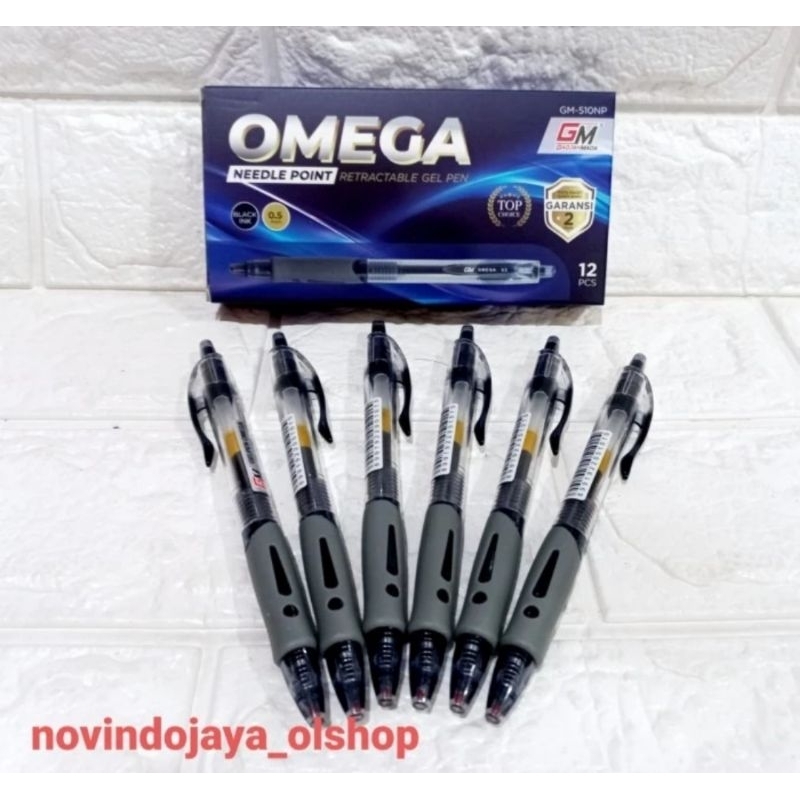 Hitam Omega GEL PEN / GM 510NP CETEK PEN 0.5 สีดํา