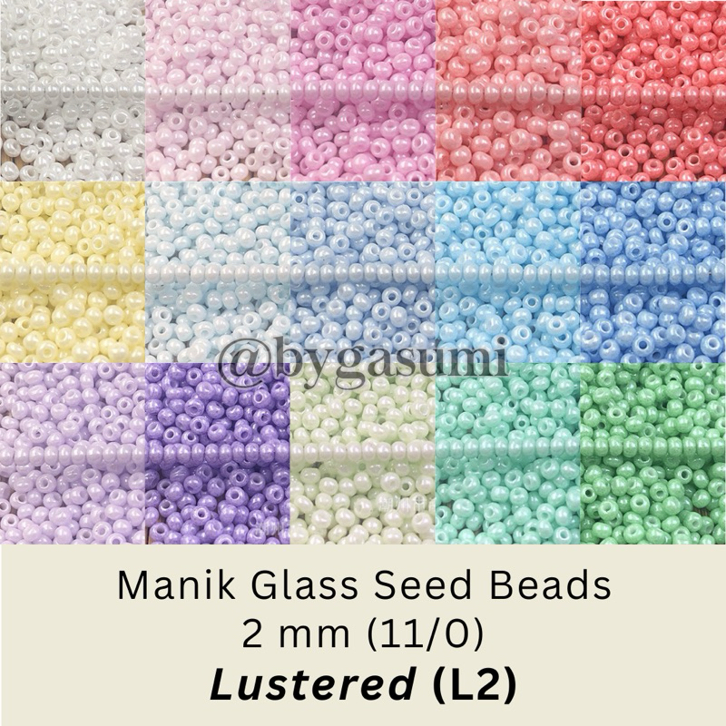 (L2) 10 & 50 กรัมพรีเมี่ยมลูกปัดขนาด 2 มม. 11/0 Luster แก้วลูกปัด Soft Pastel Glossy Sparkling รอบทร