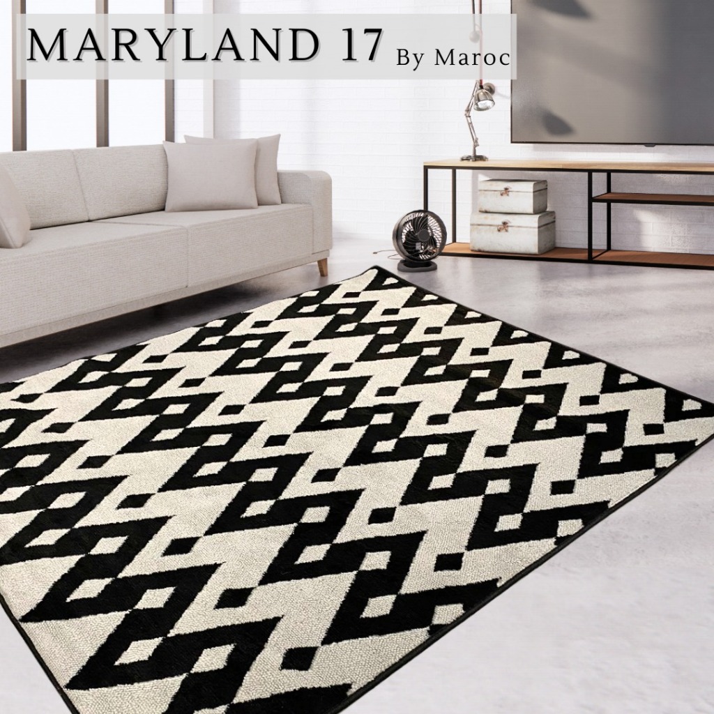 Maryland พรมปูพื้น 100x150 MARYLAND 17 สีดํา สีขาว รุ่นใหม่