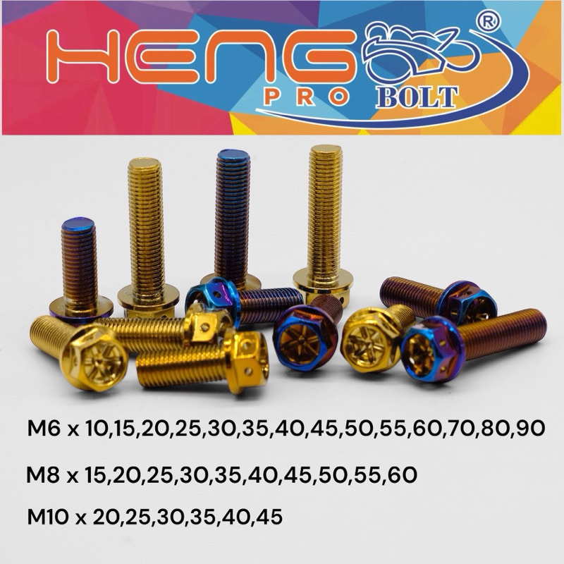 PROBOLT HENG Bautheng original ประเทศไทยดอกไม้สแตนเลสขนาด 10 12 14 m6x10 m6x15 m6x20 m6x25 m6x30 m6x