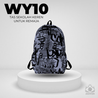 Tas Ransel Motif Abstrak Casual Bahan Nylon Trendy / Tas Sekolah Unisex Terbaru Fashionable - WY10