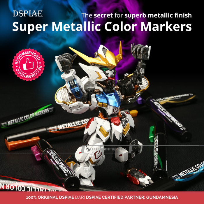 DSPIAE MKA Super Metallic Color Marker สําหรับชุดโมเดลกันดั้ม - Solid Dual Tip Metallic Marker - Fla