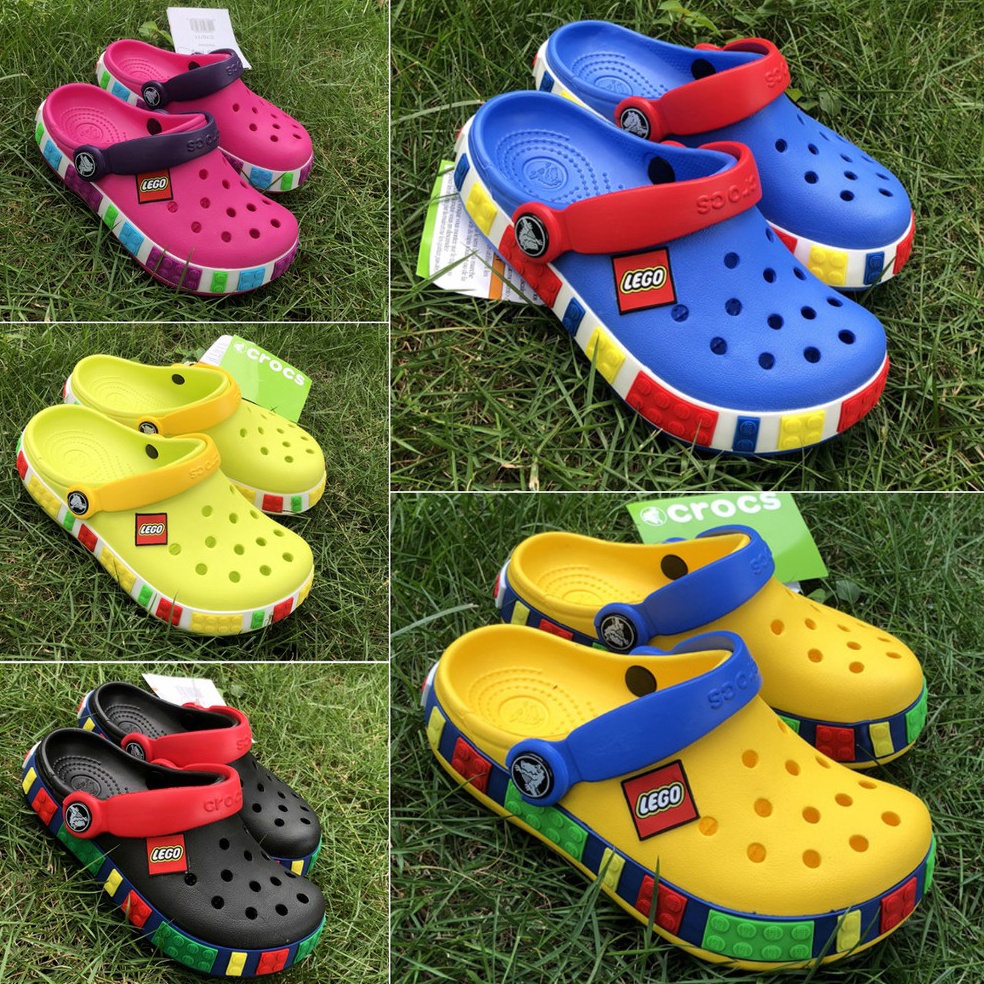 Fvl388 Crocs Crocs ของแท้ เด็ก Crocs รองเท้าแตะเลโก้ Crocs รองเท้าแตะเด็ก รองเท้าแตะยาง Crocs เด็ก เลโก้