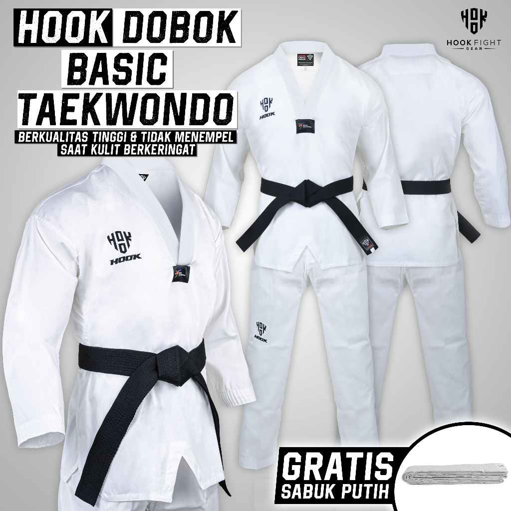 Dobok Taekwondo Hook Basic White Collar Taekwondo Uniform Hook Basic Taekwondo Clothes Beginner Dobo