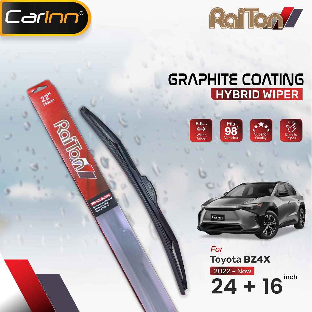 Raiton Wiper Coating Hybrid คู่สําหรับ Toyota BZ4X 2022-Now 24" & 16" - 2 ชิ้น