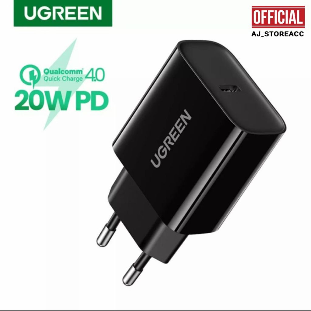 Ugreen ADAPTER 20W PD FAST CHARGER สีดํา 10191 สีขาว 60450