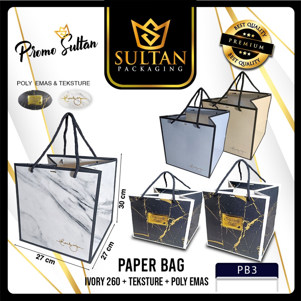 ถุงกระดาษ - กระเป๋า Goddie ธรรมดา - ถุงของขวัญ - กระเป๋าของที่ระลึกสุดหรู - PB3