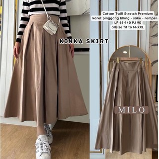 soul.id kinka Skirt Rok Wanita Korean Style Polos Bahan Twill Rok Panjang /Rok Wanita Standart-Jumbo