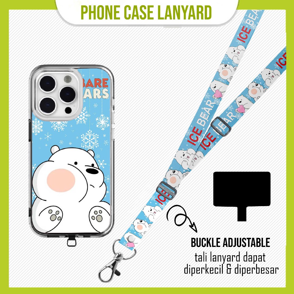 GANTUNGAN [SOFTCASE SET] Ice Bear Bears Case Lanyard Strap Mobile Phone Hanger a15 a16 a54 a74 a76 a