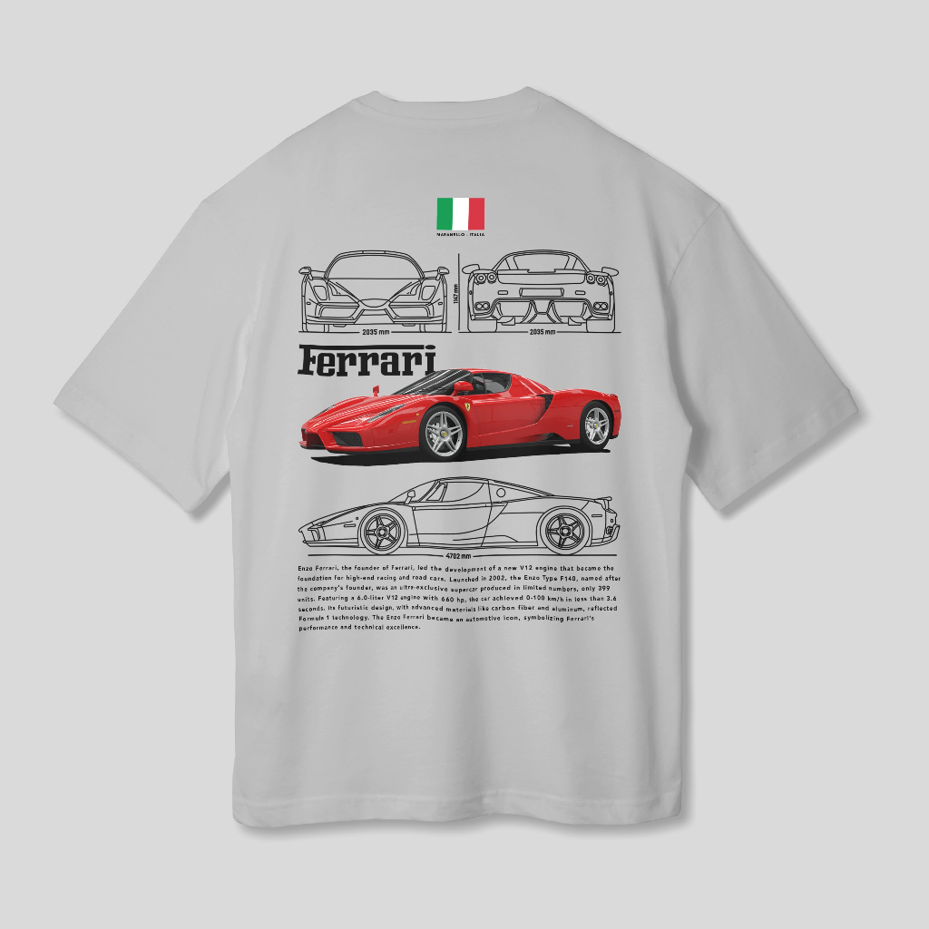 Immani เสื้อยืด โอเวอร์ไซซ์ พิมพ์ลาย Kaos FullPrint Unisex - Ferrari Enzo F140 สีฟ้า
