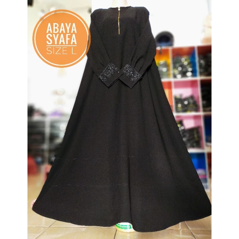 Hitam abaya abaya abaya gamis แอพพลิเคชั่นลูกไม้แขนสีดําธรรมดา
