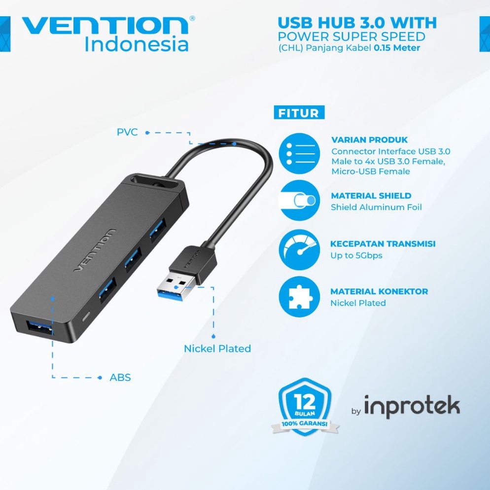 READY Vention USB Hub 3 พร้อม Power Super Speed สําหรับ Windows Mac Linux