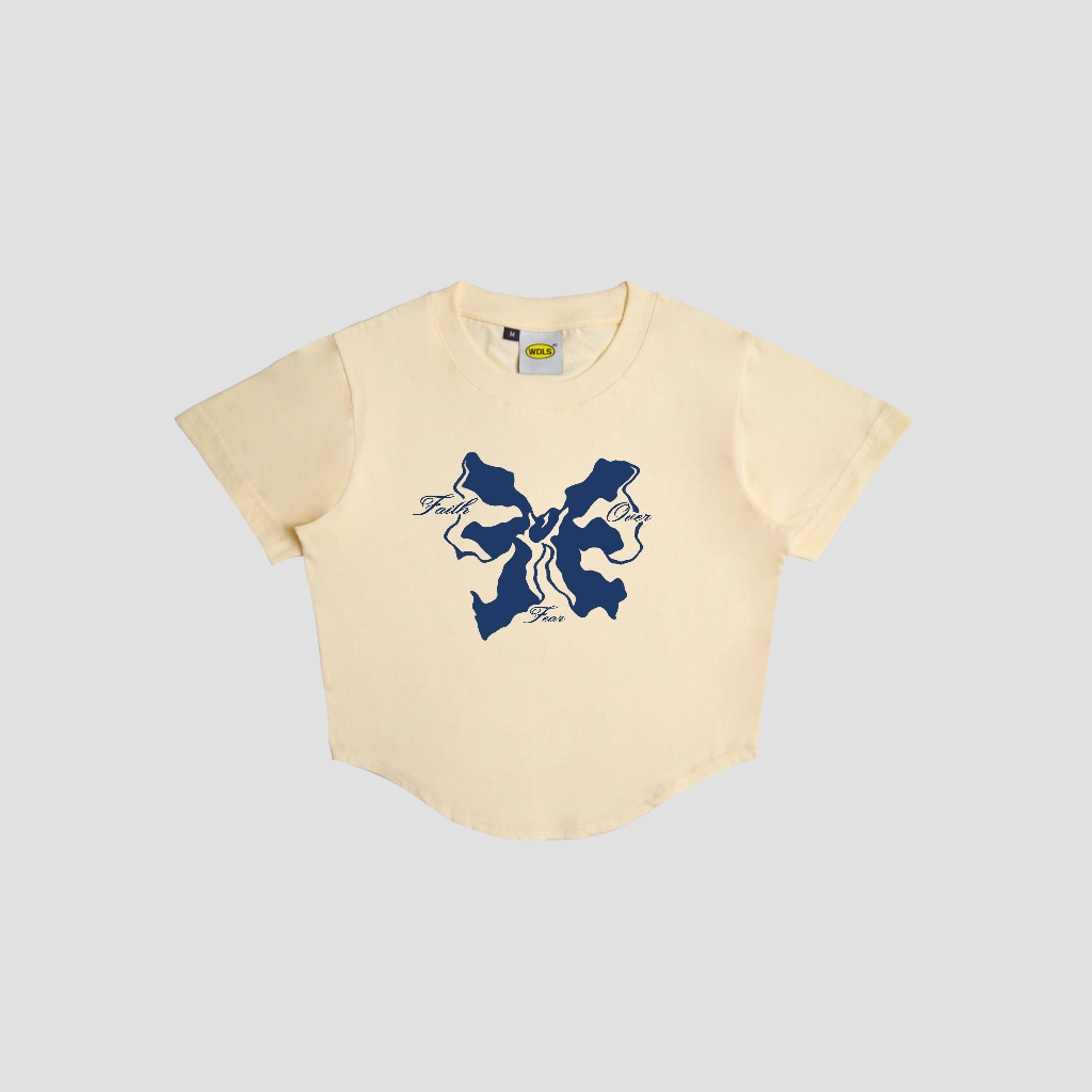 Woodlays Croptee Croptop Slimfit Curve Faith Over Fear Cream