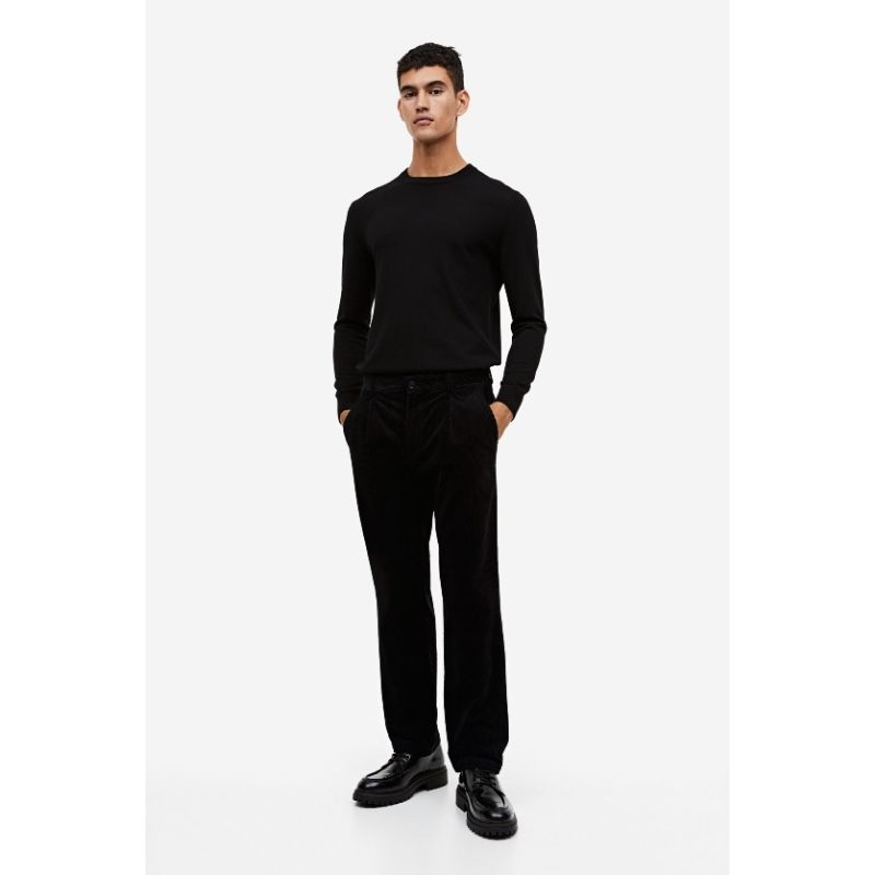 กางเกงผ้าลูกฟูก H&M Regular Fit ใหม่ต้นฉบับ