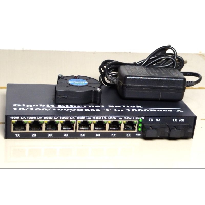 Gigabite 8 port 2 fo Media Converter + พัดลมระบายความร้อนคอลล 24 ชั่วโมง