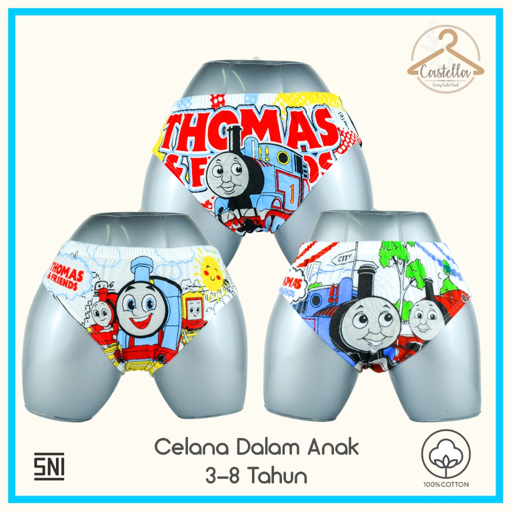 KATUN กางเกงในเด็กชาย 3 4 5 6 7 8 ปี 3in1 CD ชุดชั้นใน Sempak Cowo Cotton Thomas Onet Kids