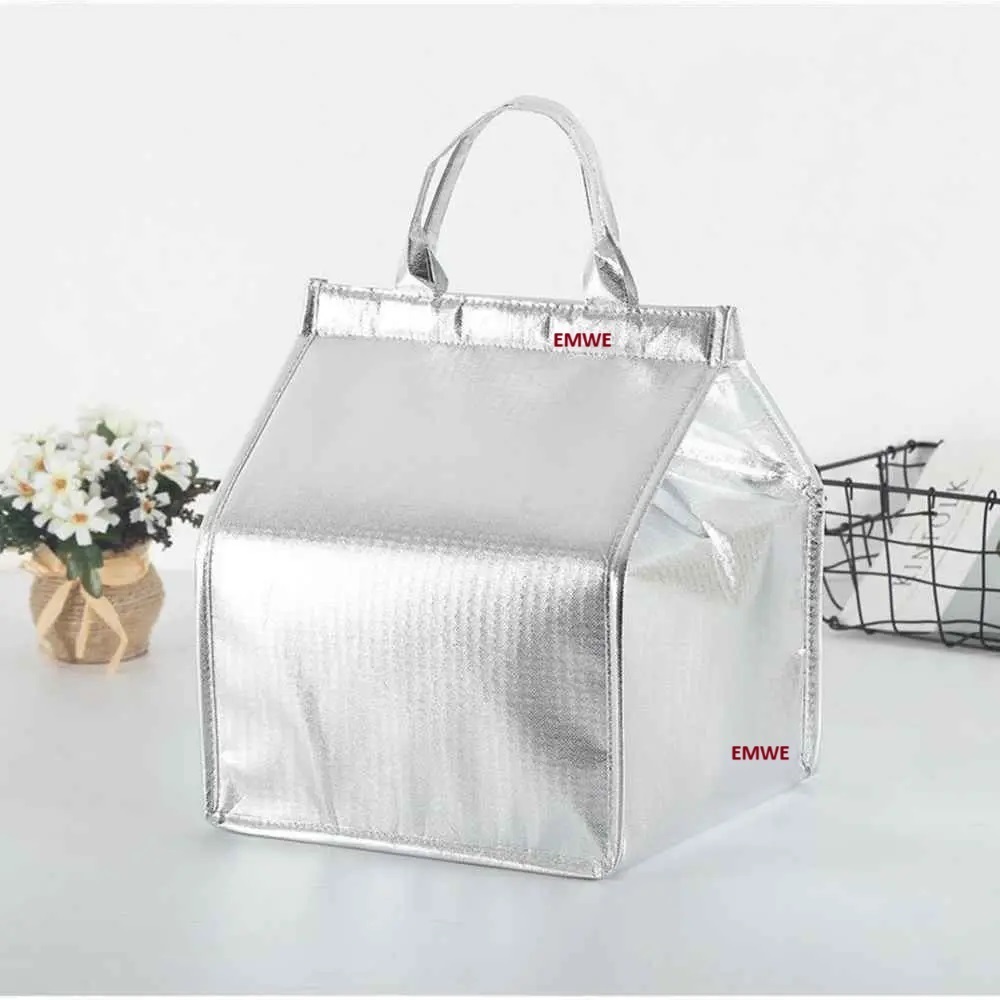 25L PORTABLE FOOD COOLER BAG THERMAL INSULATED BAG - Silver Metallic Silver LAIY07 TG-ID045 IPAY ขนา