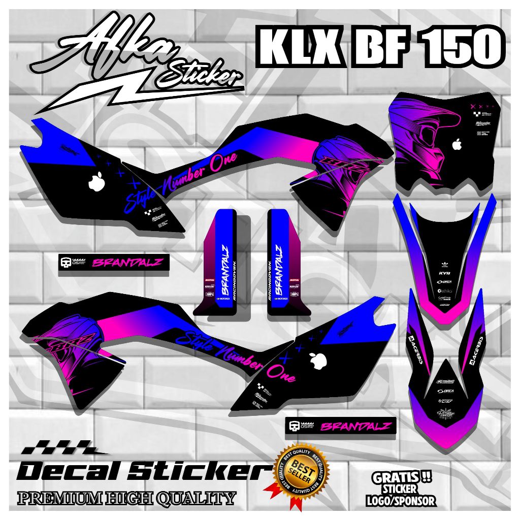 Striping Decal สติ๊กเกอร์ Variation of Kawasaki KLX BF.SE.G_Glosy Premium_Racing Motif.AK-050