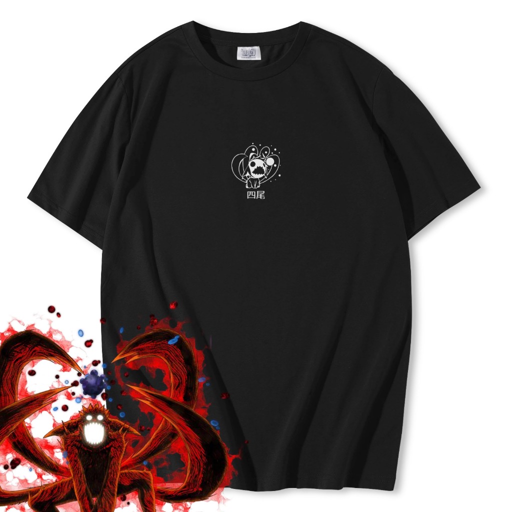 Naruto Four Tail Chibi เสื้อยืดอะนิเมะมังงะ Otaku Naruto Shippuden Kyubi Kurama Pinchuri