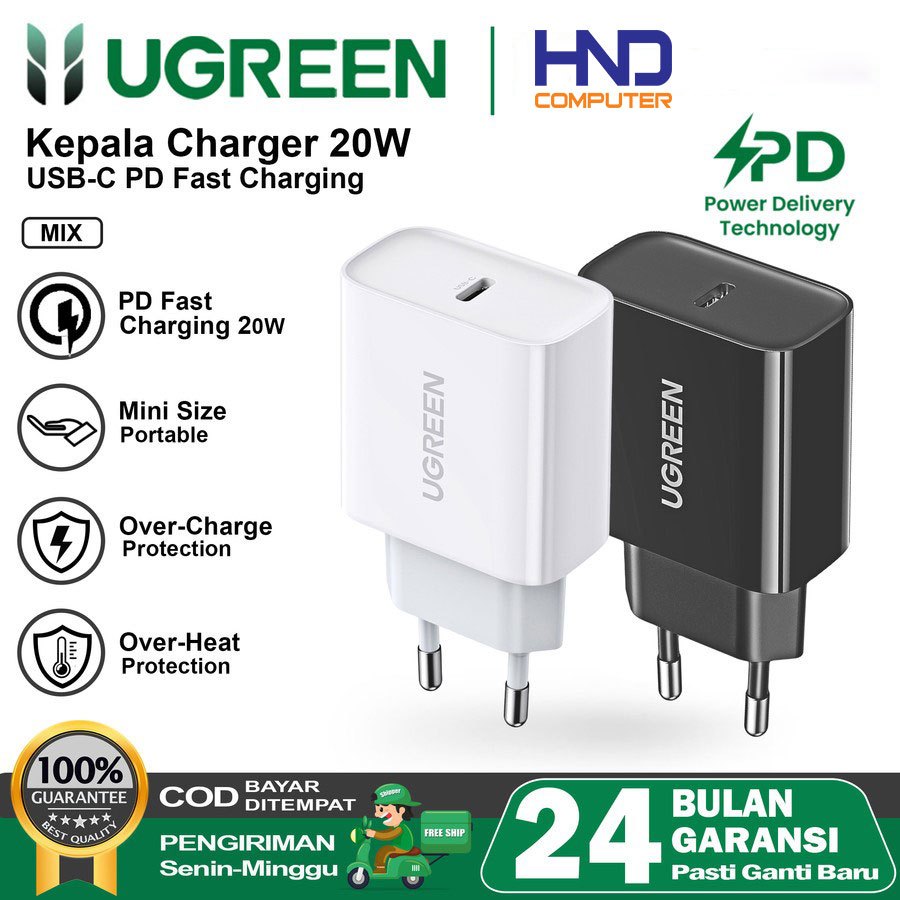 UGREEN USB Wall Charger พอร์ต USB-C 20W 20 วัตต์ PD HP Charger - 60450/10220/15049