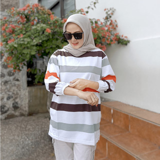 Kaos Stripe Basic 3 Warna Terbaru / Atasan Katun Premium sampai LD 120 BB 90