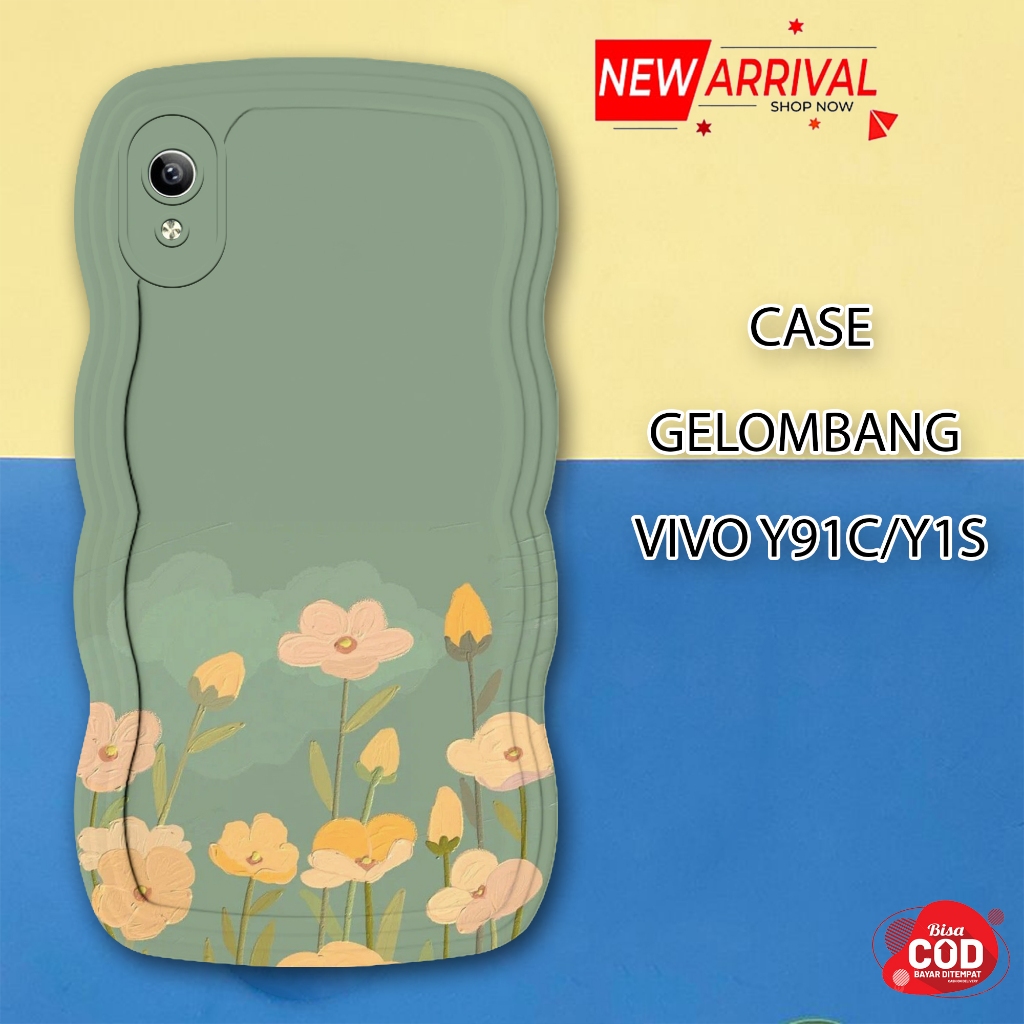 Soft Case WAVE Hp VIIVO Y91C - VIVO Y1S - Pro Camera Case - Fashion Case Flower Motif - Casing & Ski