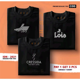 BUY 1 GET 3 PCS ( PROMO COD ) Harapan Store Jaya-Kaos Distro Pria-Kaos Distro Terbaru-Kaos Print Lea Lois Cresida Black Silver 100% Premium - Quality Bahan Tebal