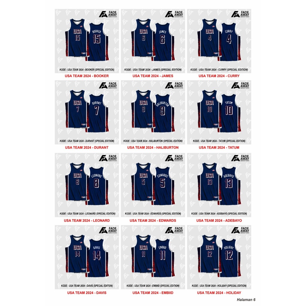 TEAM USA 2024 BASKETBALL JERSEY CATALOG (ฉบับพิเศษ)