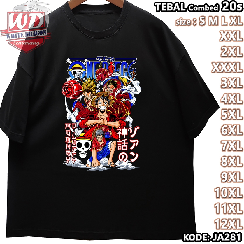 ONE PIECE LUFFY เสื้อยืดขนาดใหญ่รหัส JA281 JUMBO 2XL 3XL 4XL 5XL 6XL 7XL 8XL 9XL 10XL 11XL 12XL