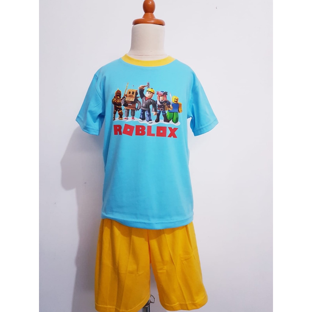 Hello Pyjamas - Roblox Boys T-Shirt Pyjamas Set สีฟ้าอ่อน