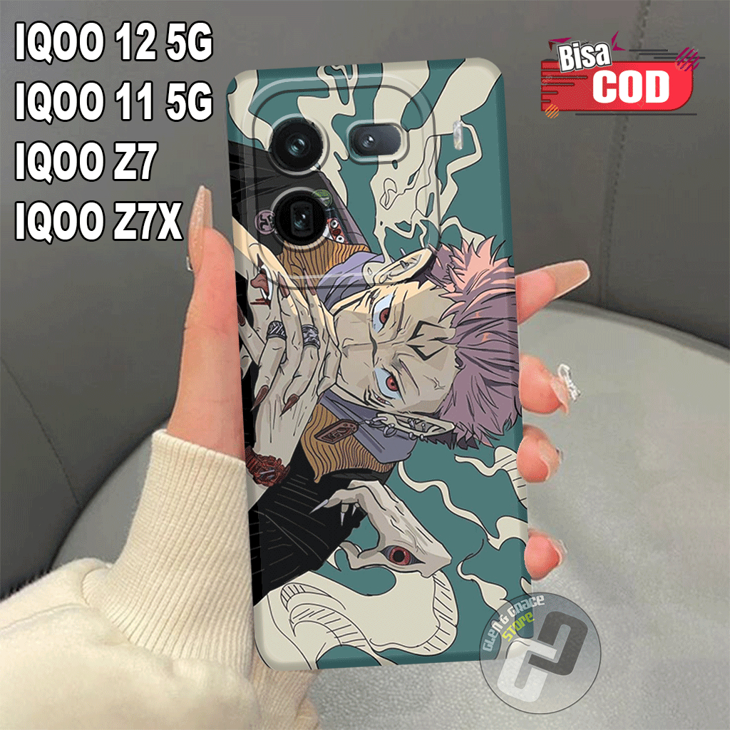G33-Case Pro Camera IQOO 12 5G-วัสดุยางแบบยืดหยุ่น-เคส IQOO 11 5G-IQOO Z7-IQOO Z7X-FACE ANIME Motif