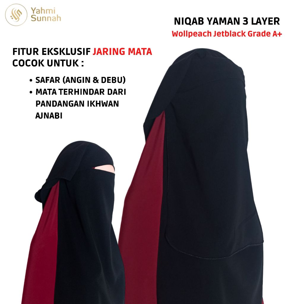 Yahmi Sunnah Veil Yemen Niqab Yemen Long Yemen 3 ชั้น Purdah Yemeni Safar วัสดุ Wolfis Wollpeach Wol