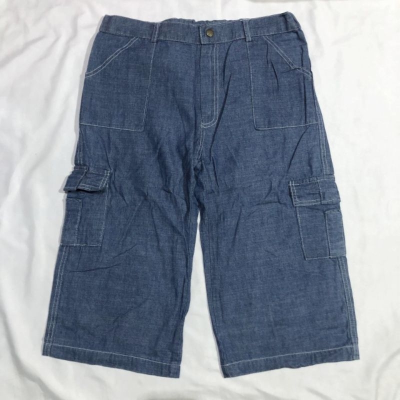 Fatigue Main and Soul Blue Washed Cargo Jeans Shortpants CC82
