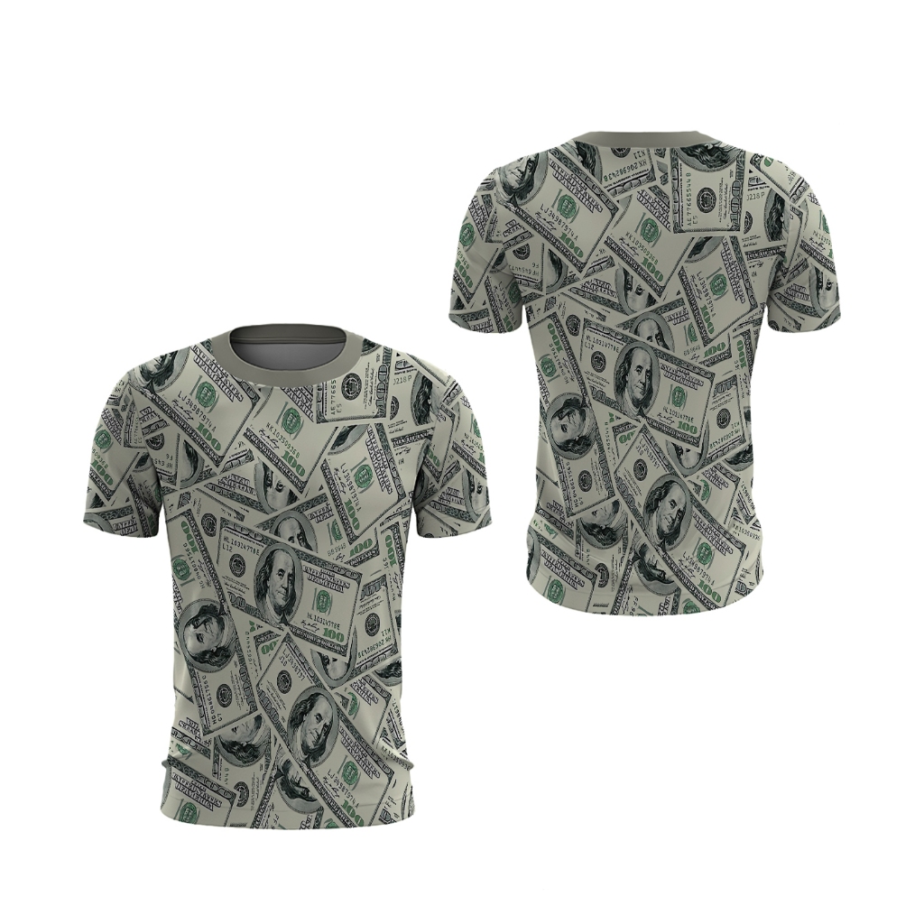 Tinishop - เสื้อยืด Money Dollar O-Neck | Money Dollar Fullprint เสื้อยืดผู้ชาย