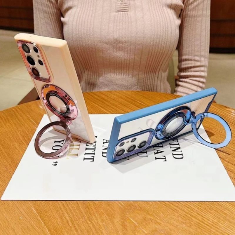 เคส Magsafe SAMSUNG S24 ULTRA / S23 ULTRA / S22 ULTRA / S23 FE / S21 FE อะคริลิคซิลิโคนใสที่วางขาตั้