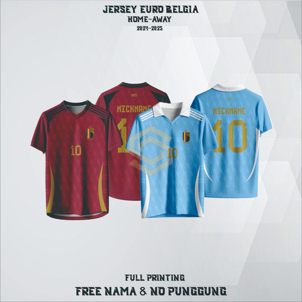 EURO BELGIUM 2024-2025 HOME AWAY FOOTBALL JERSEY ฟรี NAME & BACK NUMBER สําหรับผู้ชายและผู้หญิงพิมพ์