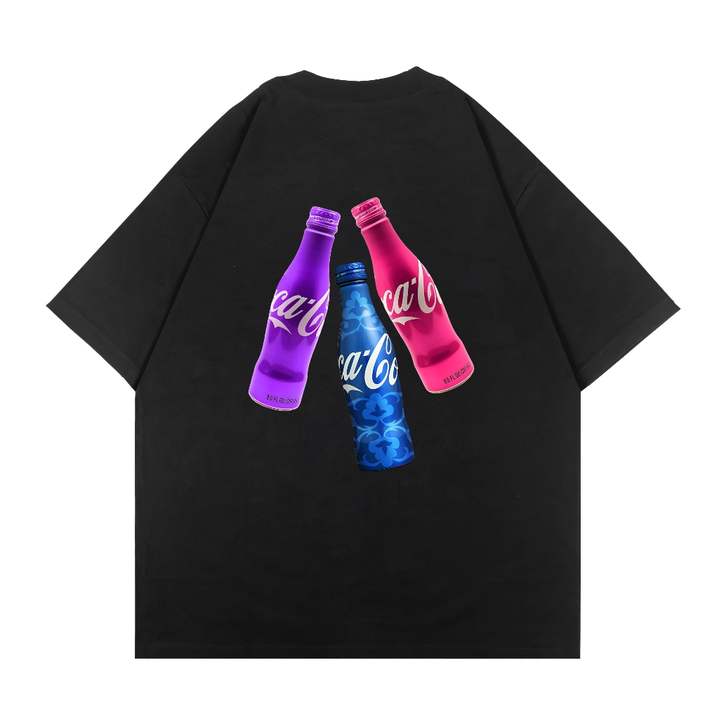 เสื้อยืดผ้าฝ้ายแท้ EMPTYTHREE เสื้อยืด Oversize COCA COLA | เสื้อยืดโอเวอร์ไซส์ผู้ชาย LTYZHLW เสื้อย