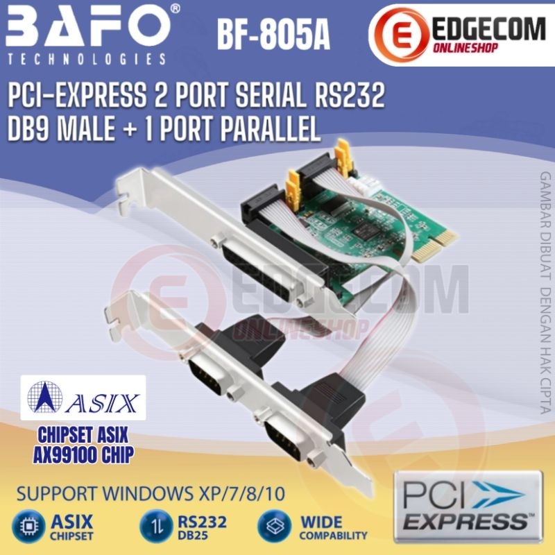 PCIE PCI EXPRESS I/O การ์ด 2 Series DB9 + 1 คู่ขนาน DB25 ชิปเซ็ต ASIX พร้อมแหล่งจ่ายไฟ BF-805A BAFO
