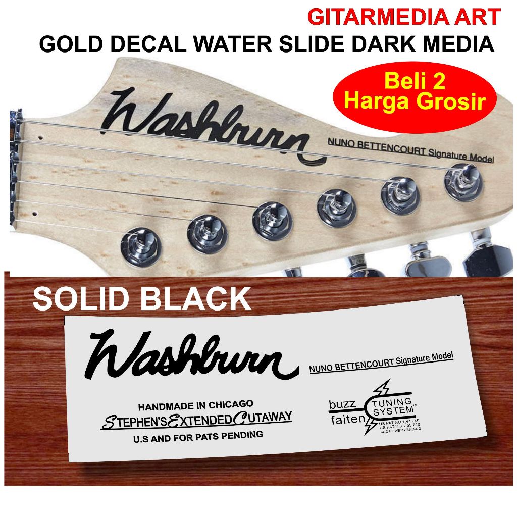 Guitar washburn logo decal headstock washburn nuno betten court signature logo