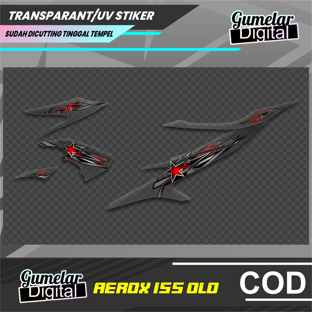 หน้าจอโปร่งใสโปร่งใสแถบจุดระเบิด YAMAHA AEROX 155 OLD DIESEL STAR LIVERY IRAL UV MOTIF ALREADY CUT P