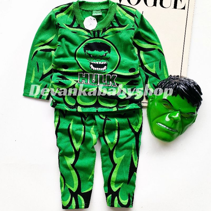 Children& 39;s HULK LONG SLEEVES SUPERHERO SET CAN WEAR MASK FOR AGE 1-10 YEARS