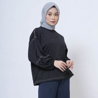Karin Blouse Wanita Motif Rantai Kaos Wanita Lengan Balon
